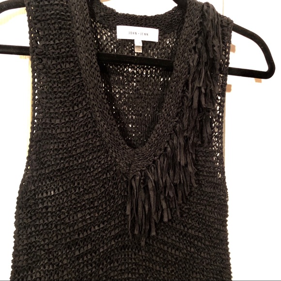 John + Jenn Fringed Open Stitch Tank XS NWOT - Picture 3 of 7